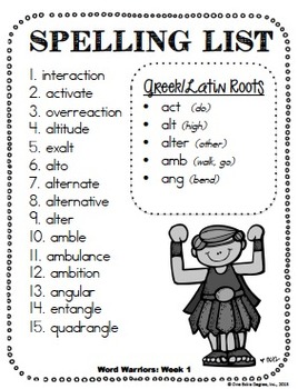 Word Warriors: Spelling with Greek & Latin Roots! by One ...