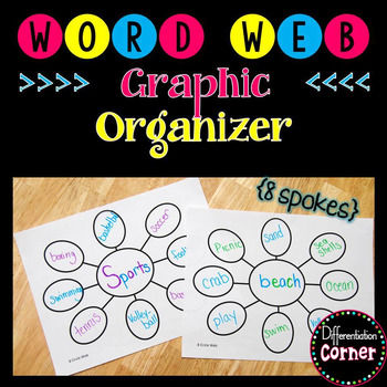 Word Web Graphic Organizer *8 spots* by Differentiation Corner | TpT