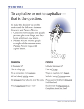 Preview of Word Wise poster: Capitalization - Common vs. Proper Nouns