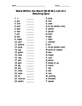 grade worksheets math k-1 Word 20 Matching Quizzes Within Lists Word 11 by the