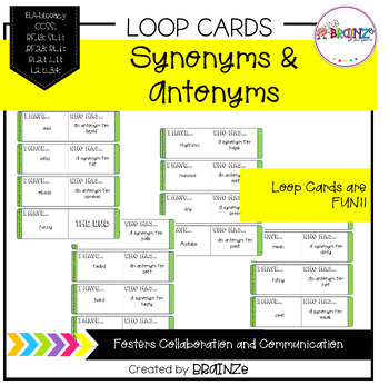 Preview of Language Activity | Synonym and Antonym Loop Card Game