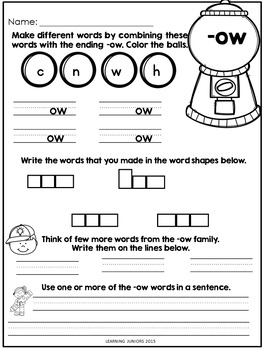 Word Families Worksheets by Learning Juniors | Teachers Pay Teachers