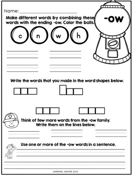 word families worksheets by learning juniors teachers
