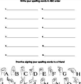 Preview of Word Work - ABC Order and ASL