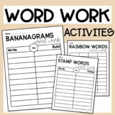 Word Work Activities: Bananagrams, Rainbow Words, Stamp Words