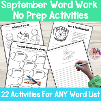 Preview of Word Work Activities For ANY Word List - September | Sports and Space Themed