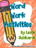 Word Work Activities Recoding Sheets