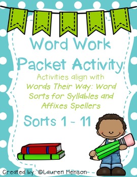 Preview of Word Work Activities (Words Their Way Sort 1 - 11 Green Book)