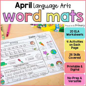 Preview of April Spring Easter Morning Word Work Worksheets & Literacy Center Activities