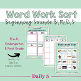Word Work Activity Sort | Beginning Sounds B, M, R, S | Li