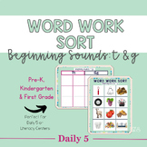 Word Work Activity Sort | Beginning Sounds T & G | Literac