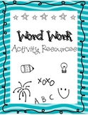 Word Work Activity Task Sheets- Print Ready- no additional