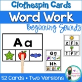 Word Work, Beginning Sounds Clothespin Game | Science of Reading