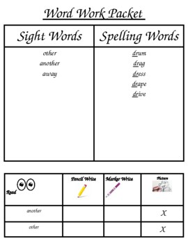 Preview of Word Work - Blends (DR- Words)