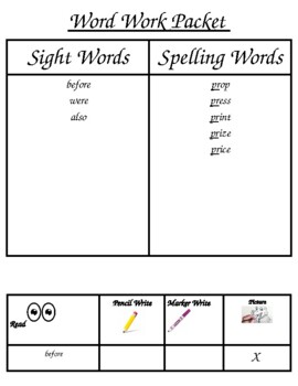 Preview of Word Work - Blends (PR- Words)