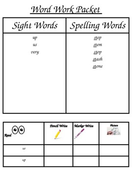 Preview of Word Work - Blends (ST- Words)