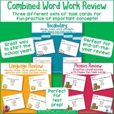 Word Work Bundle 2nd Grade Review Task Cards: Phonics, Lan