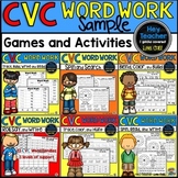 CVC Word Work Activities and Games FREE