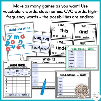 Word Work Centers | EDITABLE Sight Word Worksheets | Autofill Games