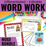 Word Work Centers, Word Lists, Spelling Activities, Labels