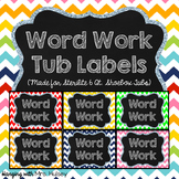 Word Work: Chevron Rainbow Tub Labels
