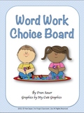 Word Work Choice Board for Literacy Center