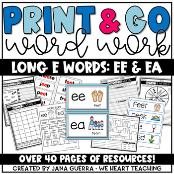 Preview of Word Work | Digraphs ee and ea (long e sound)