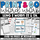 Word Work | Digraphs ee and ea (long e sound)