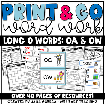 Preview of Word Work: Digraphs oa and ow (long o sound)