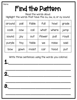 Word Work: Diphthongs ou, oy, oi, and ow by Morgan Elliott - Lakeside