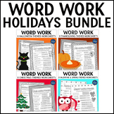 Word Work Holiday Worksheets Bundle