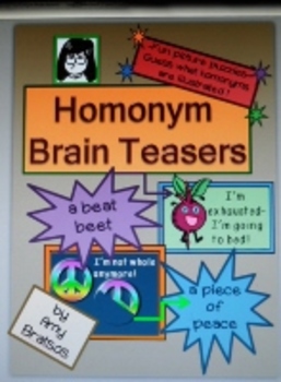 Preview of Word Work Illustrated Homonym Brain Teaser Puzzle Activity