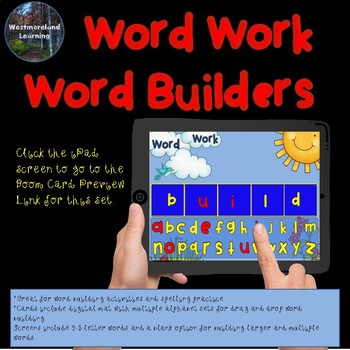 Preview of Word Work Interactive Digital Boom Cards Word Building