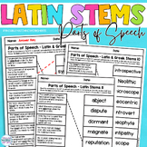 Word Work Latin and Greek Stems Parts of Speech 2