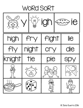 Word Work: Long i (igh, ie, and vowel y) by Jana Guerra - We Heart Teaching