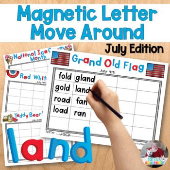 Preview of Word Work | Magnetic Letters Activities | July Activities
