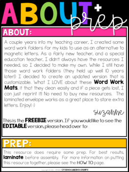 Word Work Mat FREEBIE by Create Educate Inspire