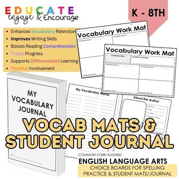 ELA/Writing - Vocabulary Choice Boards by EducateEngage Encourage180