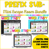 Word Work Prefix sub Escape Room Mini Bundle