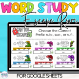 Word Work Prefixes sub suc suf Escape Room for Google™ Sheets