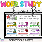 Word Work Prefixes sub sup sug Escape Room for Google™ Sheets