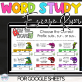 Word Work Prefixes sub sur sus Escape Room for Google™ Sheets