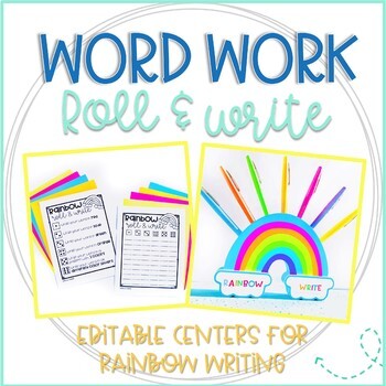 Preview of Editable Dice Games for Word Work Centers: Rainbow Writing & Roll and Write