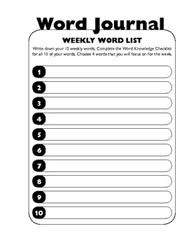 Preview of Word Work - SAMPLE Weekly Word Work Activity Journal