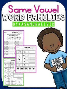 Preview of Same Vowel Word Families Word Work