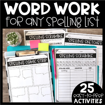 Preview of Word Work - Spelling Activities - Spelling Worksheets & Activities 