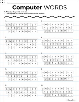 Preview of Word Work Spelling Activity - Computer Words