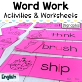 Word Work Stations | Digraphs Center Activities & Worksheets