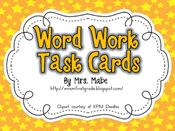 Preview of Word Work Task Cards & Recording Sheets