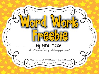Preview of Word Work Task Cards & Recording Sheets Freebie